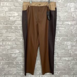 Versona Modern Faux Leather Colorblock Pants